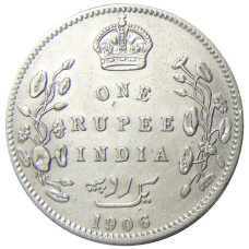 Монета 1 рупия 1906 года Британская Индия (аверс)