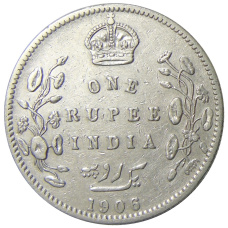 Монета 1 рупия 1906 года Британская Индия (аверс)