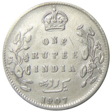 Монета 1 рупия 1907 года Британская Индия (аверс)