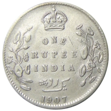 Монета 1 рупия 1907 года Британская Индия (аверс)