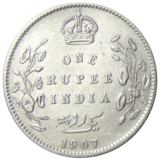 Монета 1 рупия 1907 года Британская Индия (аверс)