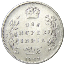 Монета 1 рупия 1907 года Британская Индия (аверс)