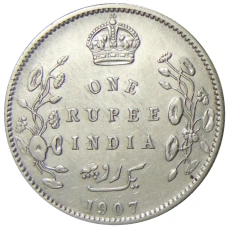 Монета 1 рупия 1907 года Британская Индия (аверс)