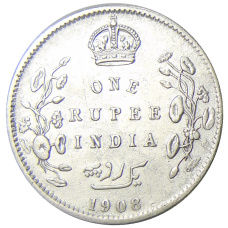 Монета 1 рупия 1908 года Британская Индия (аверс)