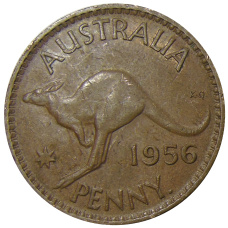 Монета 1 пенни 1956 года Австралия (аверс)