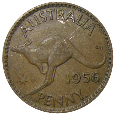 Монета 1 пенни 1956 года Австралия (аверс)