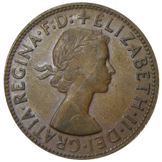 Монета 1 пенни 19567года Австралия (реверс)