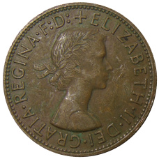 Монета 1 пенни 1957 года Австралия (реверс)