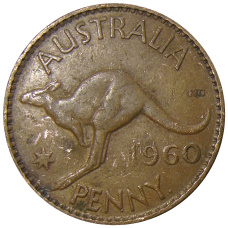 Монета 1 пенни 1960 года Австралия (аверс)