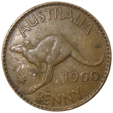 Монета 1 пенни 1960 года Австралия (аверс)