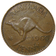 Монета 1 пенни 1960 года Австралия (аверс)