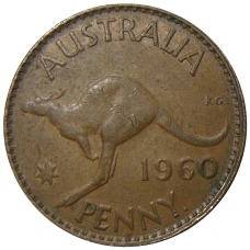 Монета 1 пенни 1960 года Австралия (аверс)