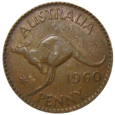 Монета 1 пенни 1960 года Австралия (аверс)