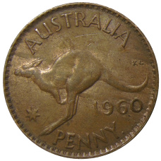 Монета 1 пенни 1960 года Австралия (аверс)
