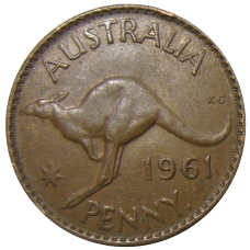 Монета 1 пенни 1961 года Австралия (аверс)