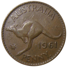 Монета 1 пенни 1961 года Австралия (аверс)
