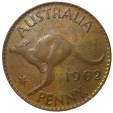 Монета 1 пенни 1962 года Австралия (аверс)