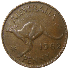 Монета 1 пенни 1962 года Австралия (аверс)
