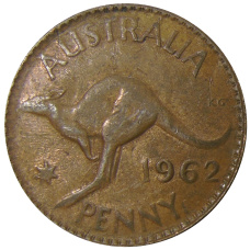 Монета 1 пенни 1962 года Австралия (аверс)