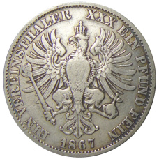 Монета 1 талер 1867 года А Германские государства — Пруссия (реверс)