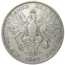 Монета 1 талер 1867 года А Германские государства — Пруссия (реверс)