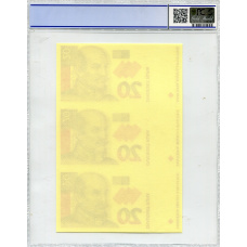 Банкнота 20 куна 1993(1994) года Хорватия  (в слабе PCGS Gem UNC 68) — неразрезанный лист, пробный (вид 2)