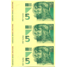 Банкнота 5 куна 1993(1994) года Хорватия — неразрезанный лист, пробный