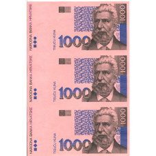 Банкнота 1000 куна 1993(1994) года Хорватия — неразрезанный лист, пробный