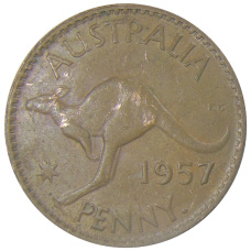 Монета 1 пенни 1957 года Австралия (аверс)
