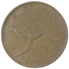 Монета 1 пенни 1958 года Австралия (аверс)