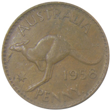 Монета 1 пенни 1958 года Австралия (аверс)