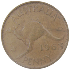 Монета 1 пенни 1963 года Австралия (аверс)