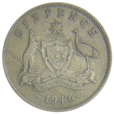 Монета 6 пенсов 1946 года Австралия (аверс)