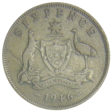 Монета 6 пенсов 1946 года Австралия (аверс)
