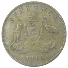 Монета 6 пенсов 1946 года Австралия (аверс)