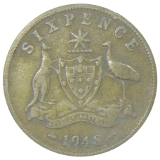 Монета 6 пенсов 1948 года Австралия (аверс)