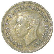 Монета 6 пенсов 1951 года Австралия (реверс)