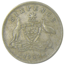 Монета 6 пенсов 1951 года Австралия (аверс)