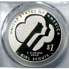 Монета 1 доллар 2013 года W США «100 лет движению девочек-скаутов в США» (в слабе PCGS PR70DCAM) (реверс)