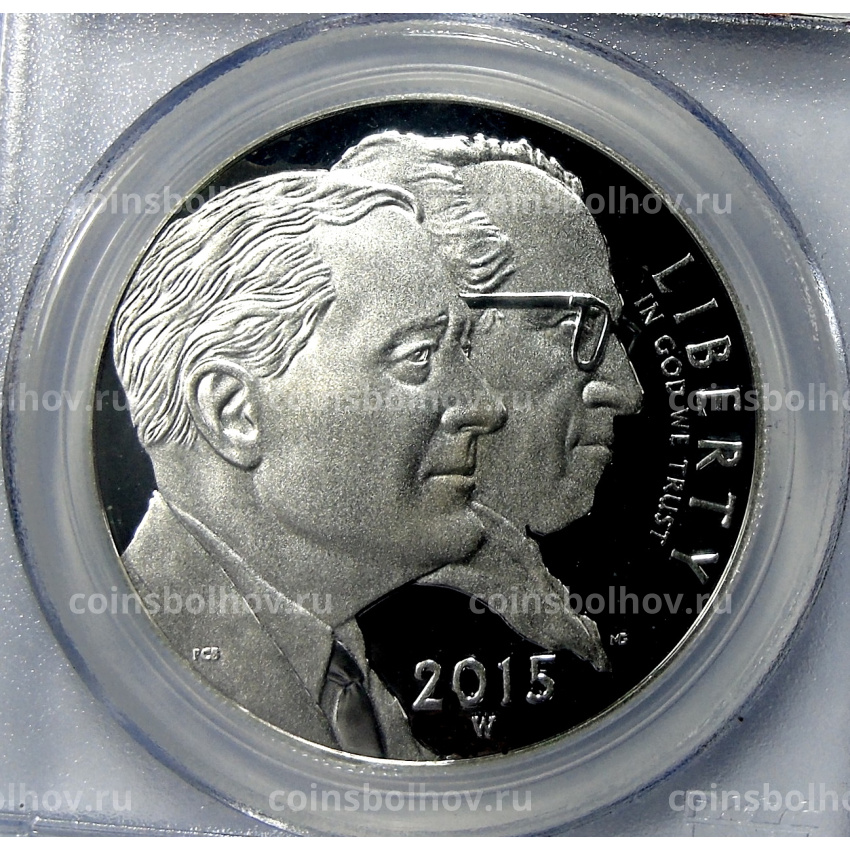 Монета 1 доллар 2015 года W США «75 лет фонду «March of Dimes» (в слабе PCGS PR70DCAM) (вид 2)