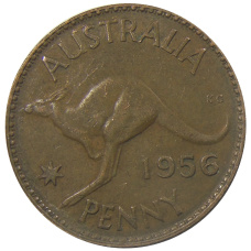 Монета 1 пенни 1956 года Австралия (аверс)
