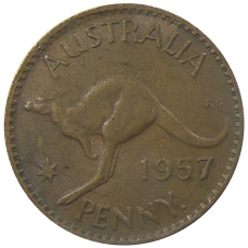 Монета 1 пенни 1957 года Австралия (аверс)