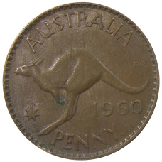 Монета 1 пенни 1960 года Австралия (аверс)