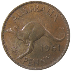 Монета 1 пенни 1961 года Австралия (аверс)