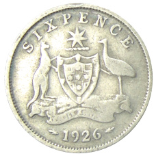 Монета 6 пенсов 1926 года Австралия (аверс)