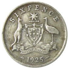 Монета 6 пенсов 1925 года Австралия (аверс)