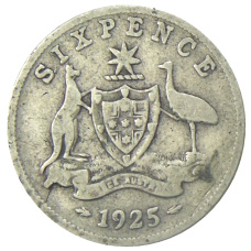 Монета 6 пенсов 1925 года Австралия (аверс)