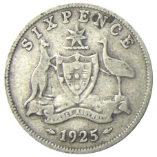 Монета 6 пенсов 1925 года Австралия (аверс)