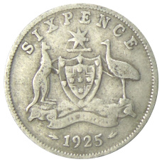 Монета 6 пенсов 1925 года Австралия (аверс)