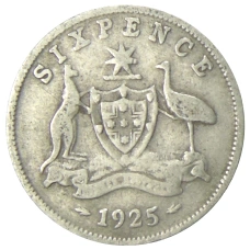 Монета 6 пенсов 1925 года Австралия (аверс)